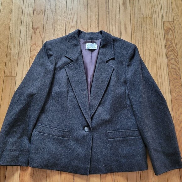 Pendleton Womens Charcoal Gray Wool Blazer Size 16W Single Button Closure Made I - Picture 3 of 8